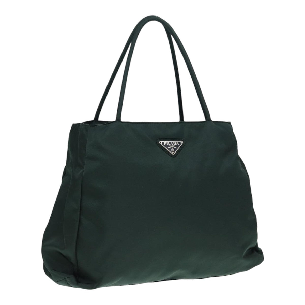 Prada Hand Bag Auth Nylon Green Silver Travel Bag Silver Auth Bs17500