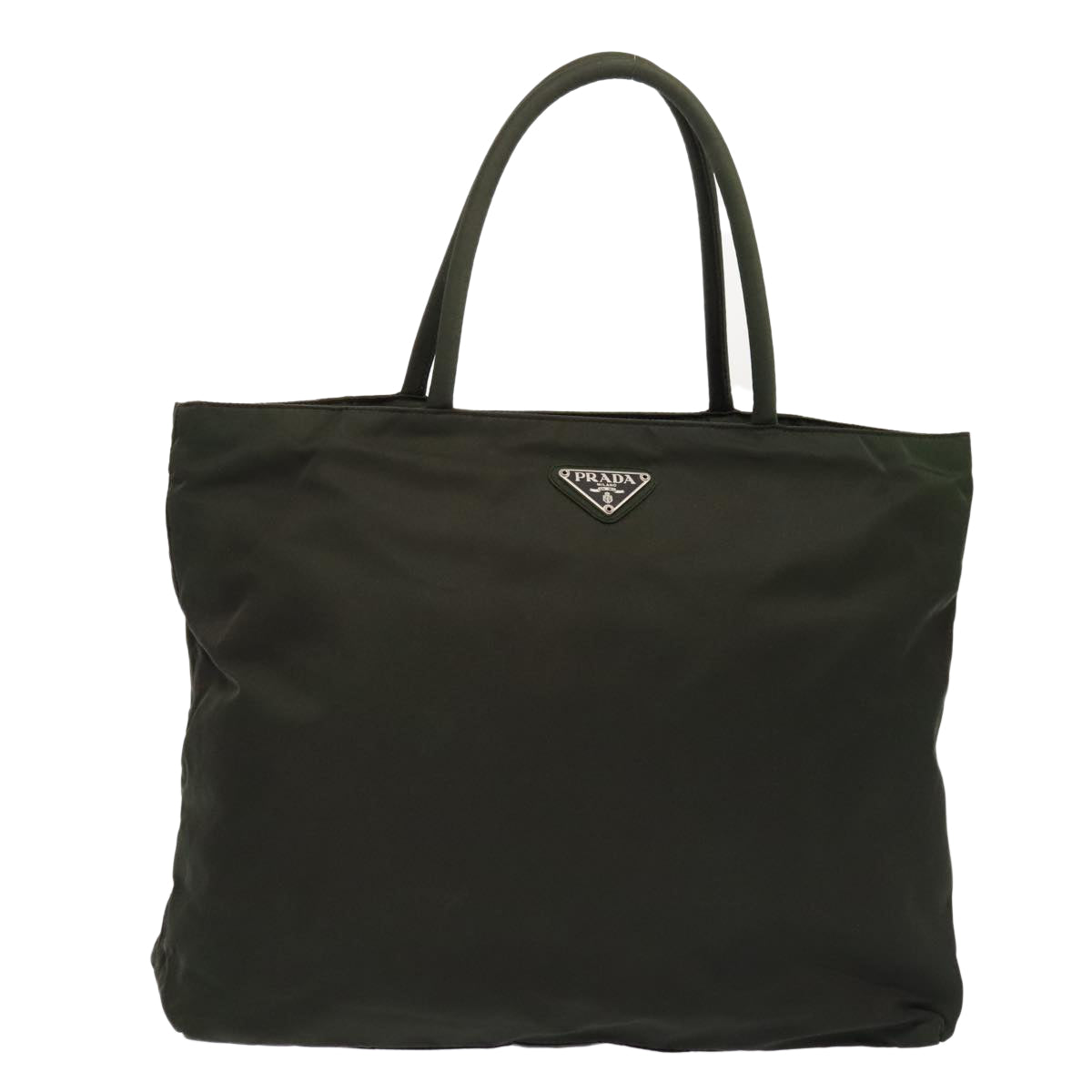 Prada Hand Bag Auth Nylon Green Silver Travel Bag