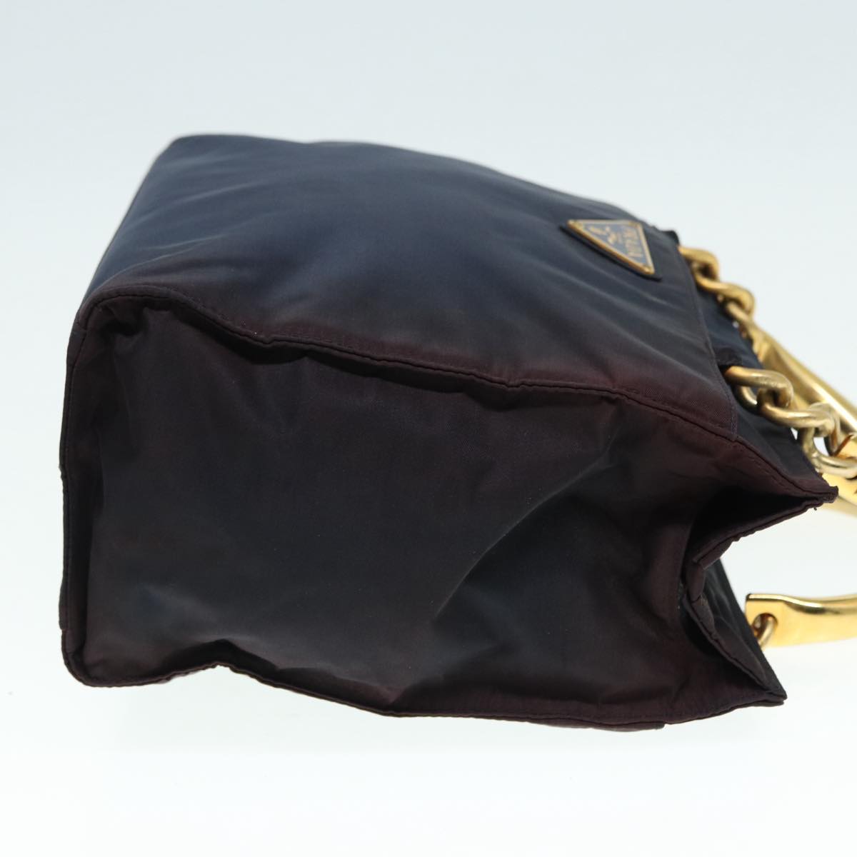 Prada Hand Bag Auth Nylon Gold Navy Travel Bag