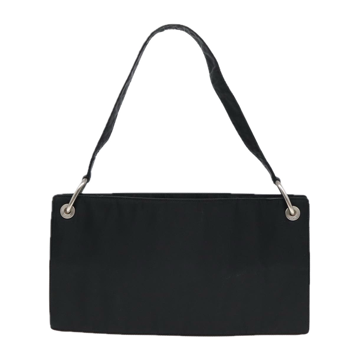 Prada Shoulder Bag Auth Nylon Black Silver Silver Auth Bs17571