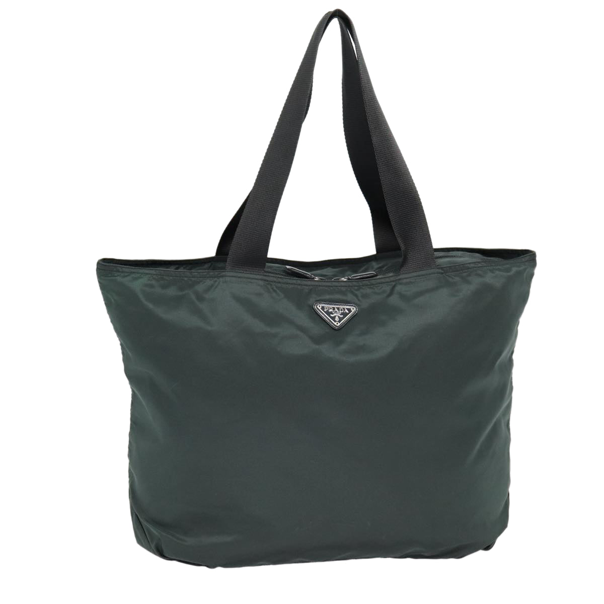Prada Tote Bag Auth Nylon Green Silver Silver Auth Bs17581