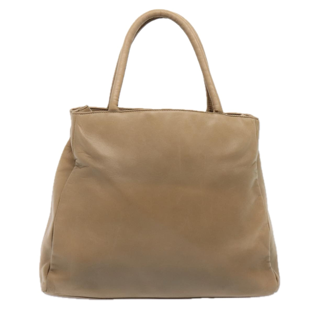 Prada Hand Bag Auth Leather Beige Travel Bag Beige Auth Bs17597