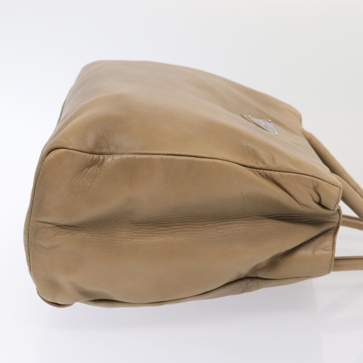 Prada Hand Bag Auth Leather Beige Travel Bag Beige Auth Bs17597