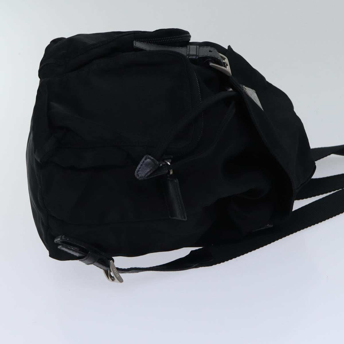Prada Backpack Auth Nylon Black Silver