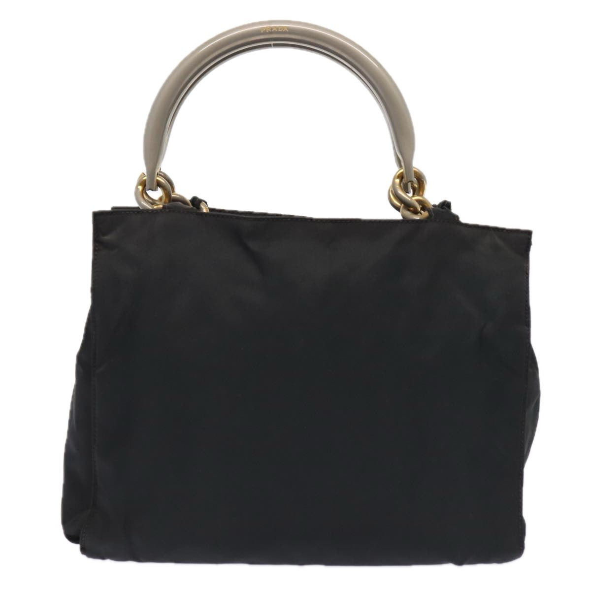 Prada Hand Bag Auth Nylon Black Gold Travel Bag