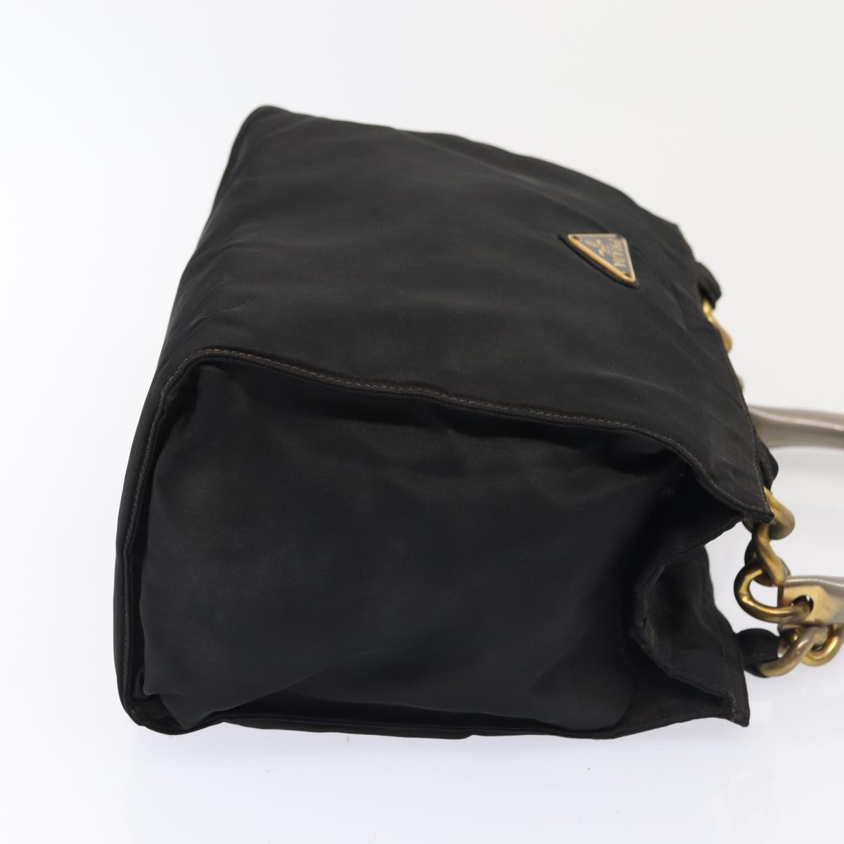 Prada Hand Bag Auth Nylon Black Gold Travel Bag