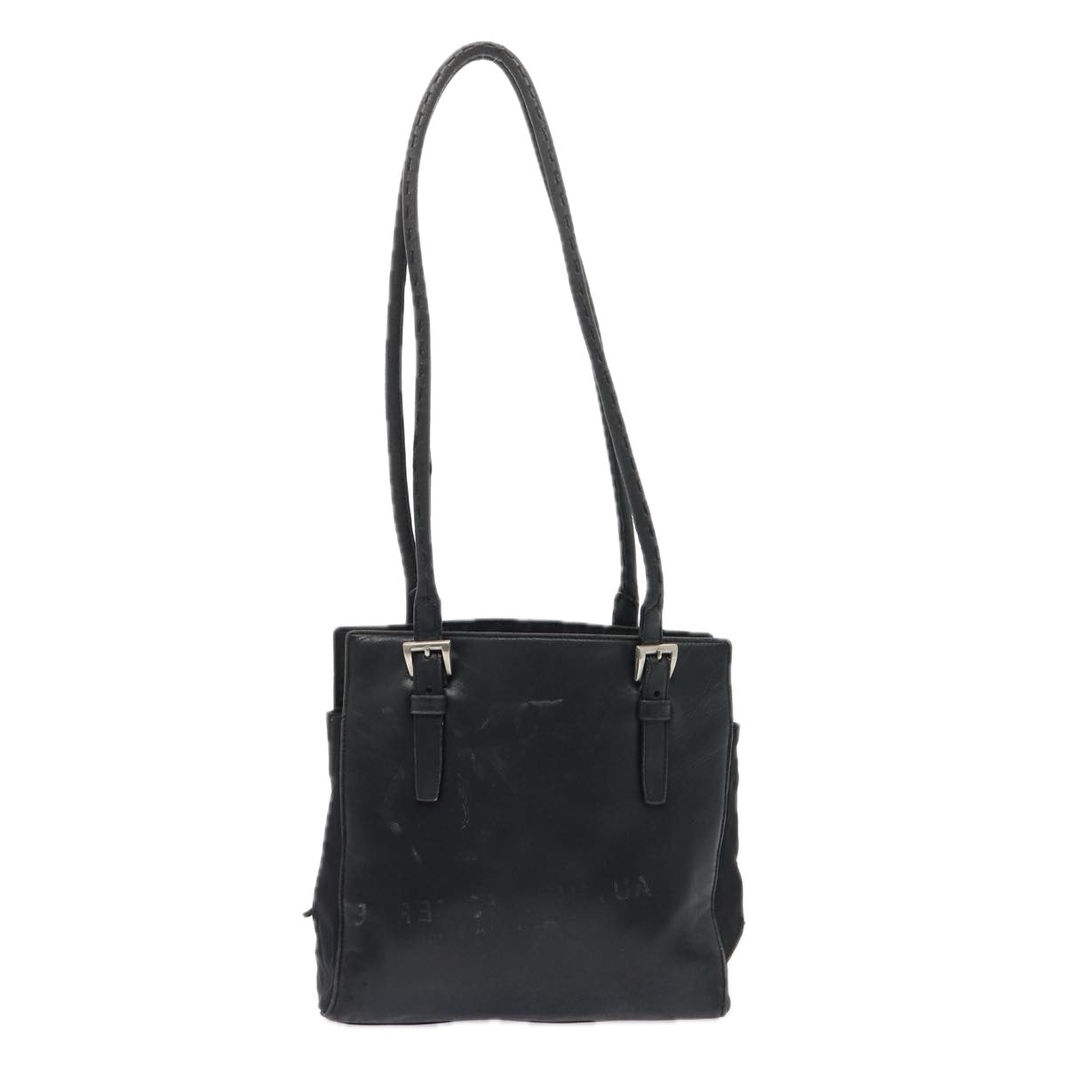 Prada Shoulder Bag Auth Leather Black Silver