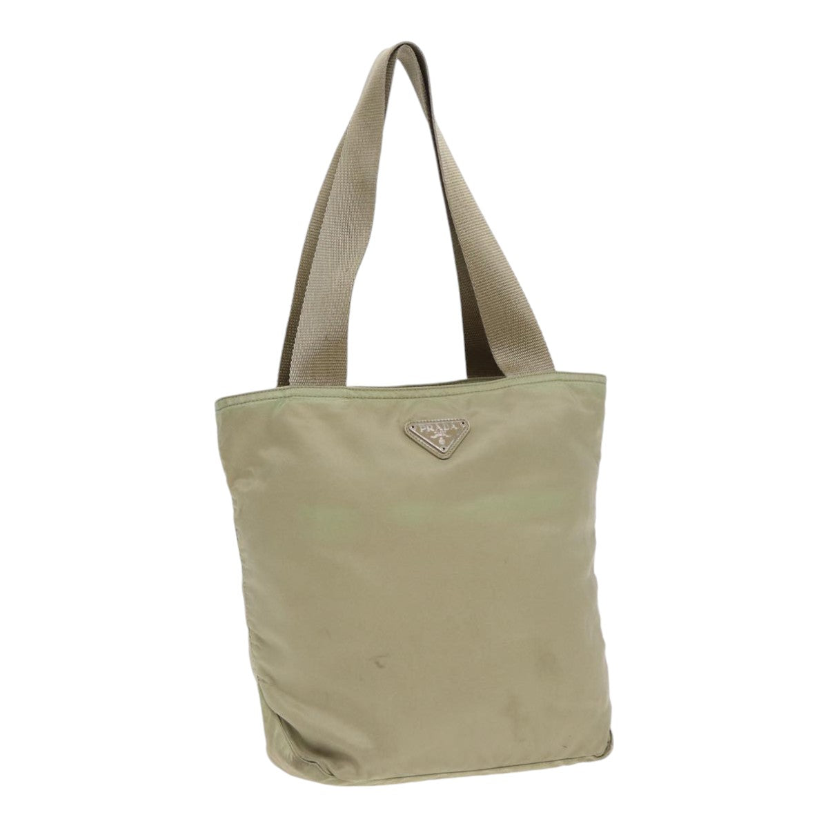 Prada Tote Bag Auth Nylon Beige Silver