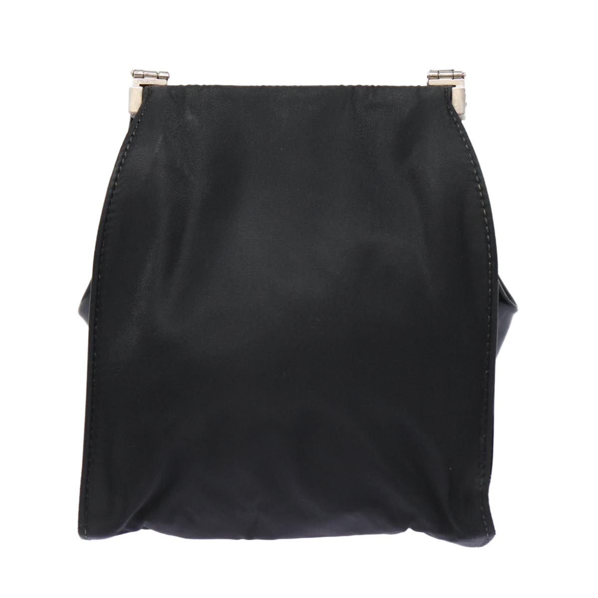 Prada Shoulder Bag Auth Nylon Black Silver Silver Auth Bs17672