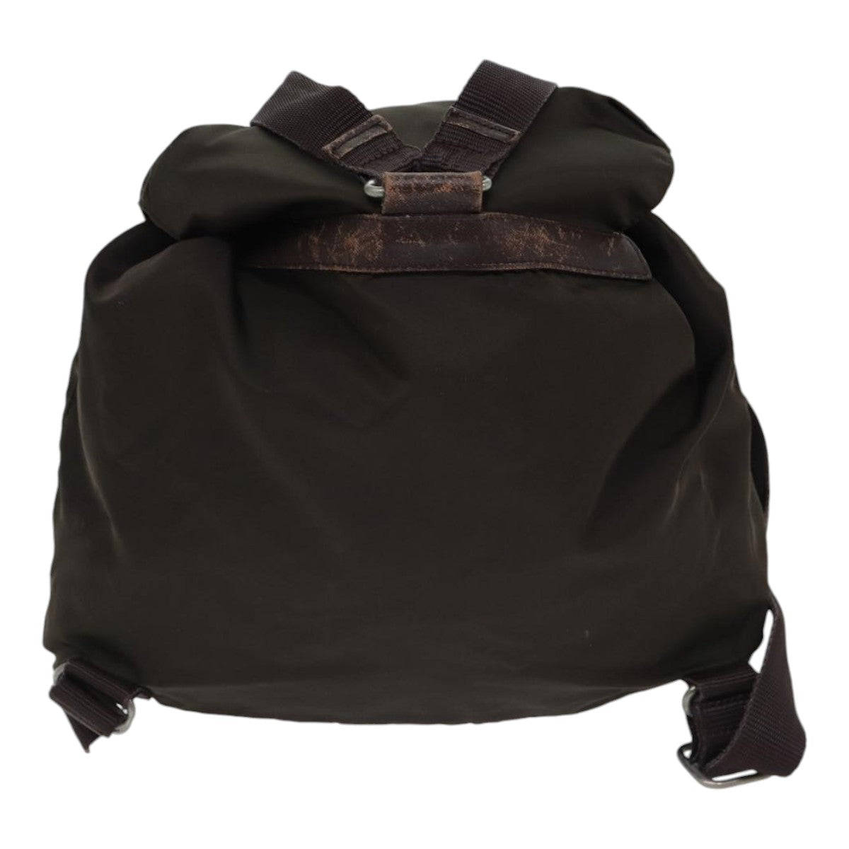 Prada Backpack Auth Nylon Brown Silver