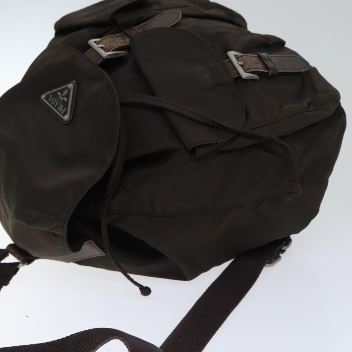 Prada Backpack Auth Nylon Brown Silver