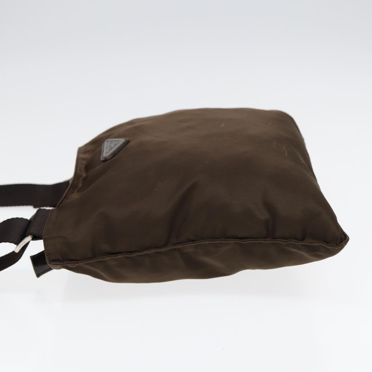 Prada Shoulder Bag Auth Nylon Brown Silver Silver Auth Bs17747