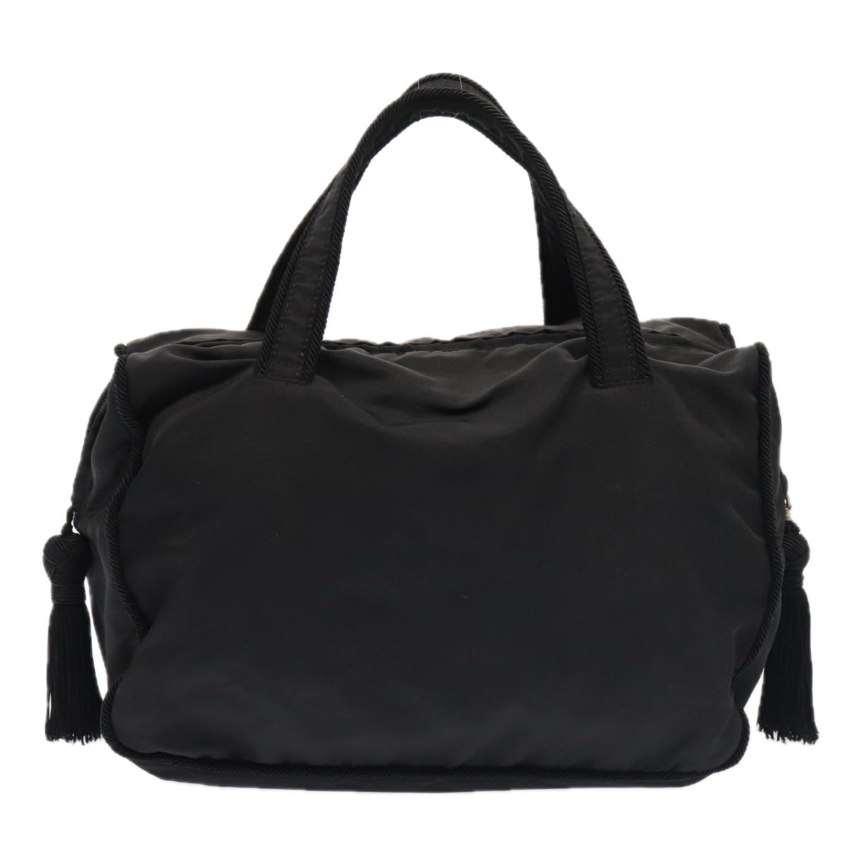 Prada Hand Bag Auth Nylon Black Silver Travel Bag