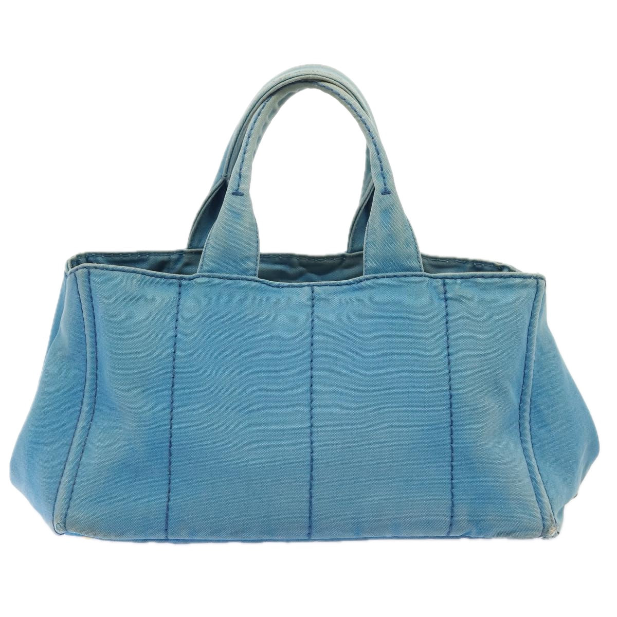 Prada Canapa Gm Hand Bag Auth Canvas Blue Gold Travel Bag