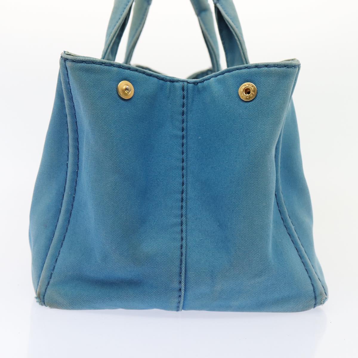 Prada Canapa Gm Hand Bag Auth Canvas Blue Gold Travel Bag