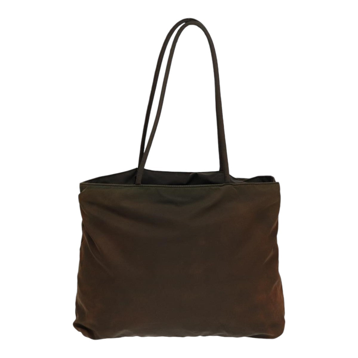 Prada Shoulder Bag Auth Nylon Brown Silver Silver Auth Bs17755