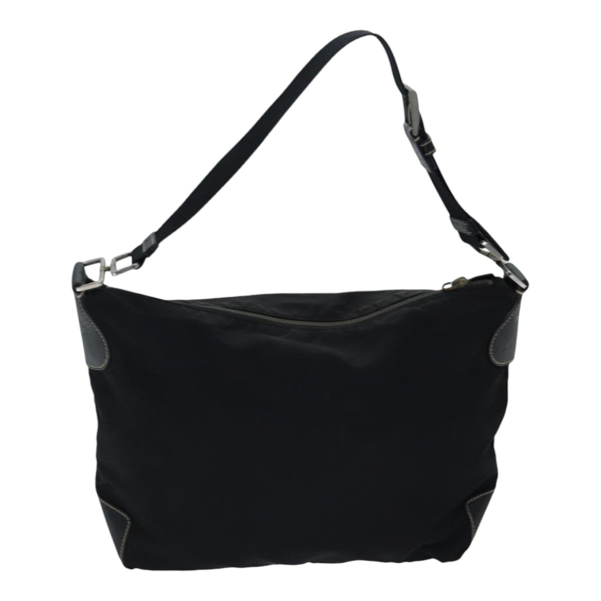 Prada Shoulder Bag Auth Nylon Black Silver Silver Auth Bs17769