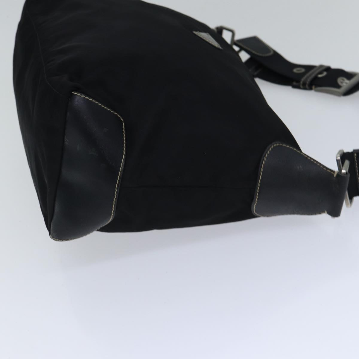 Prada Shoulder Bag Auth Nylon Black Silver Silver Auth Bs17769