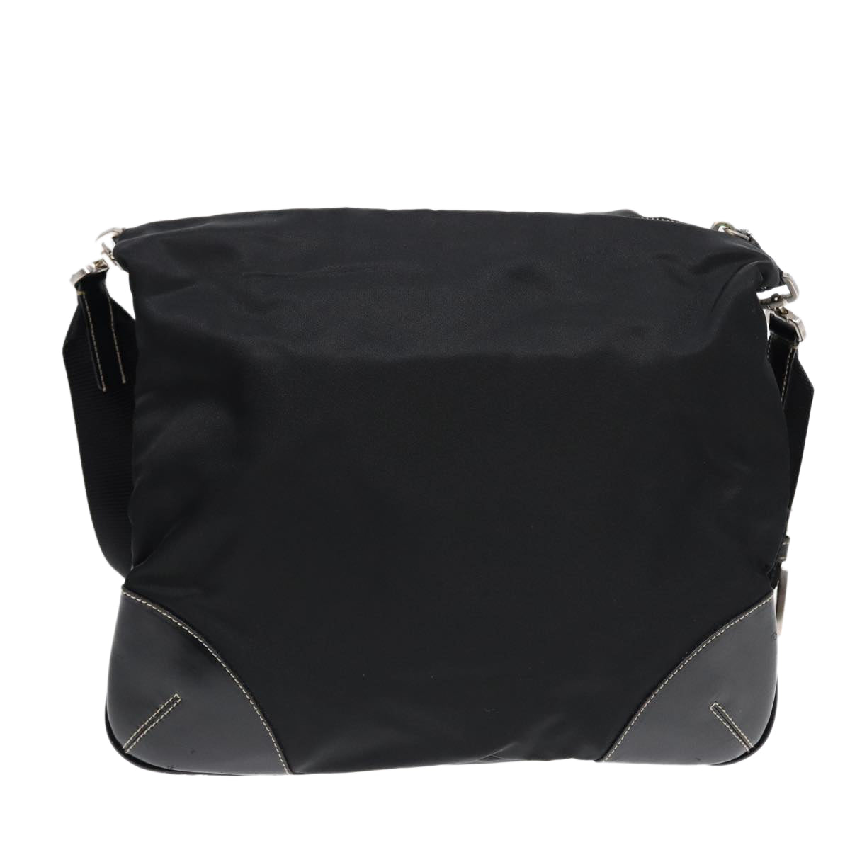 Prada Shoulder Bag Auth Nylon Black Silver Silver Auth Bs17774