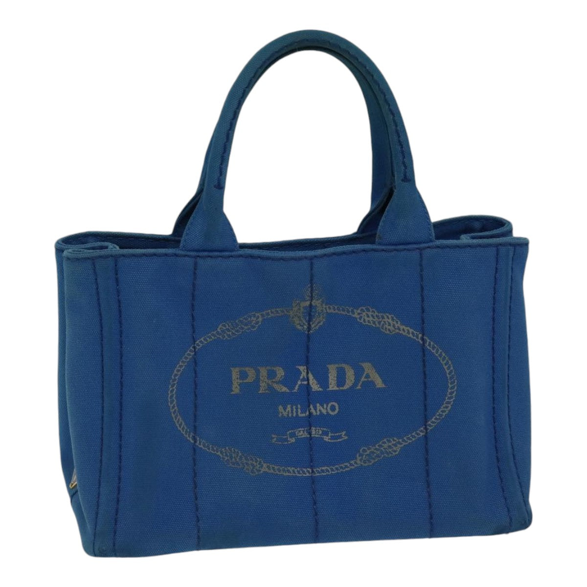 Prada Canapa Pm Hand Bag Auth Canvas Blue Travel Bag
