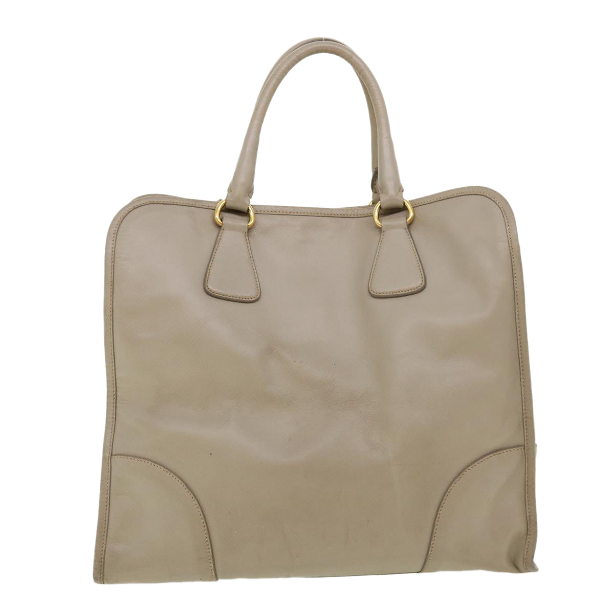 Prada Hand Bag Safiano Auth Leather Gray Travel Bag