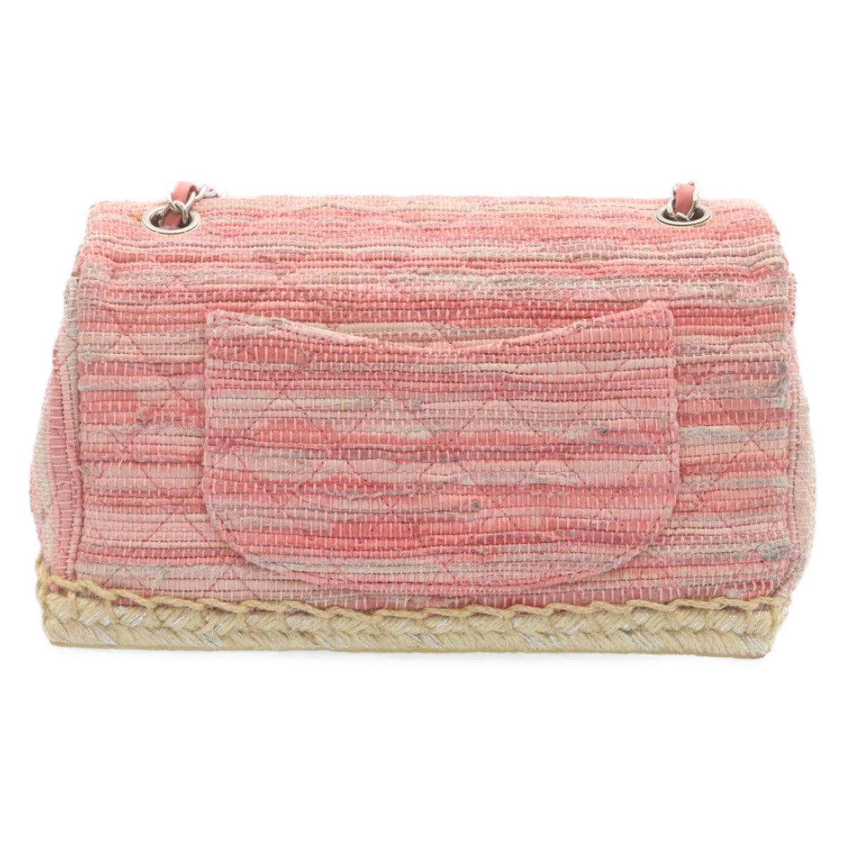 Chanel Chain New Shoulder Bag Turn Lock Canvas Pink CC Auth bsA