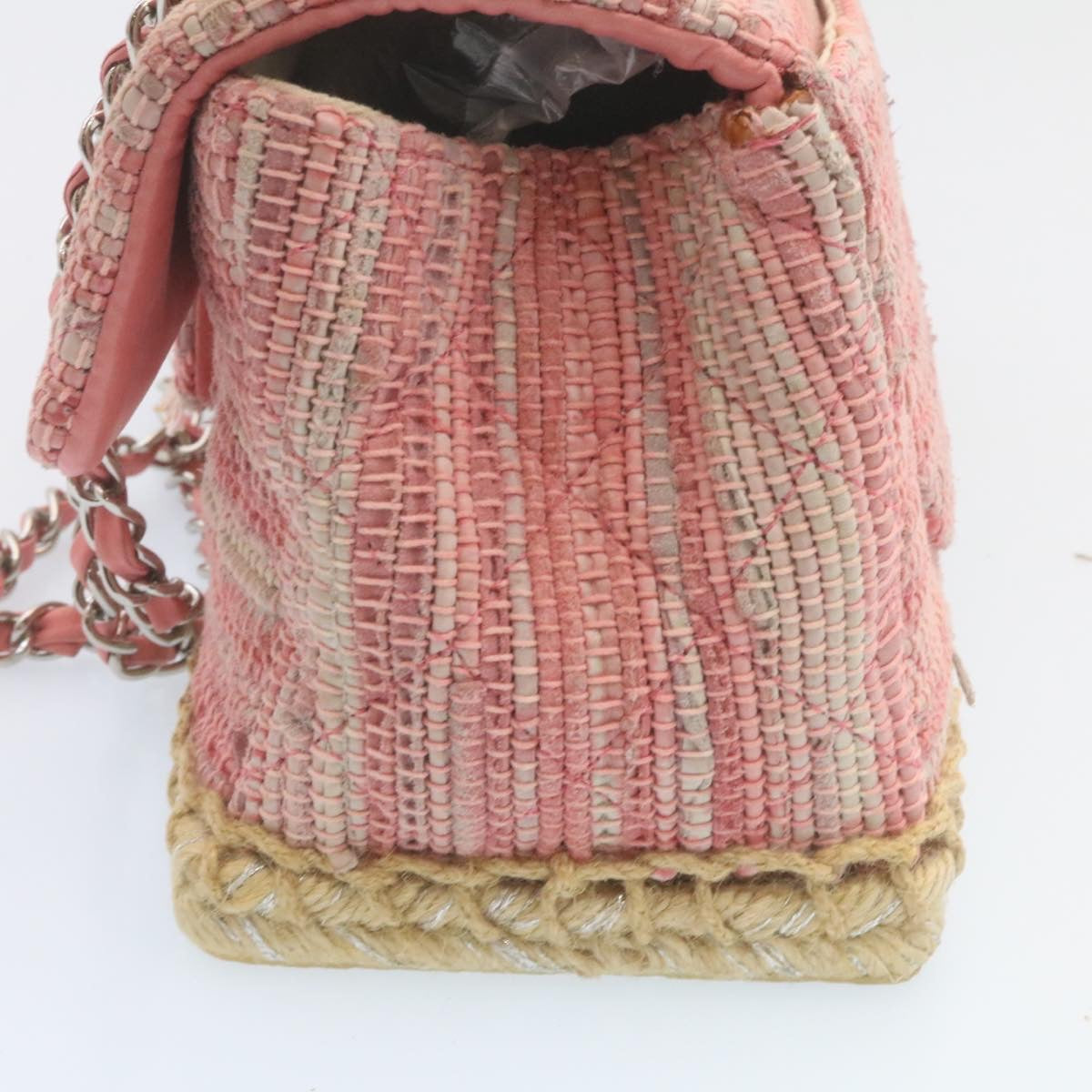 Chanel Chain New Shoulder Bag Turn Lock Canvas Pink CC Auth bsA