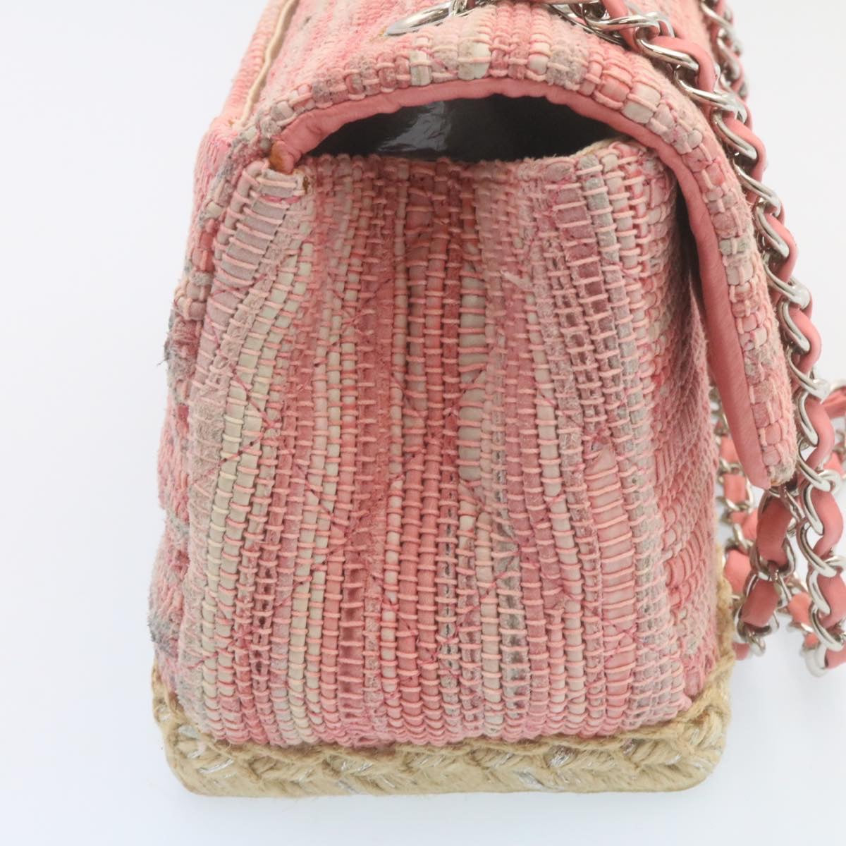 Chanel Chain New Shoulder Bag Turn Lock Canvas Pink CC Auth bsA