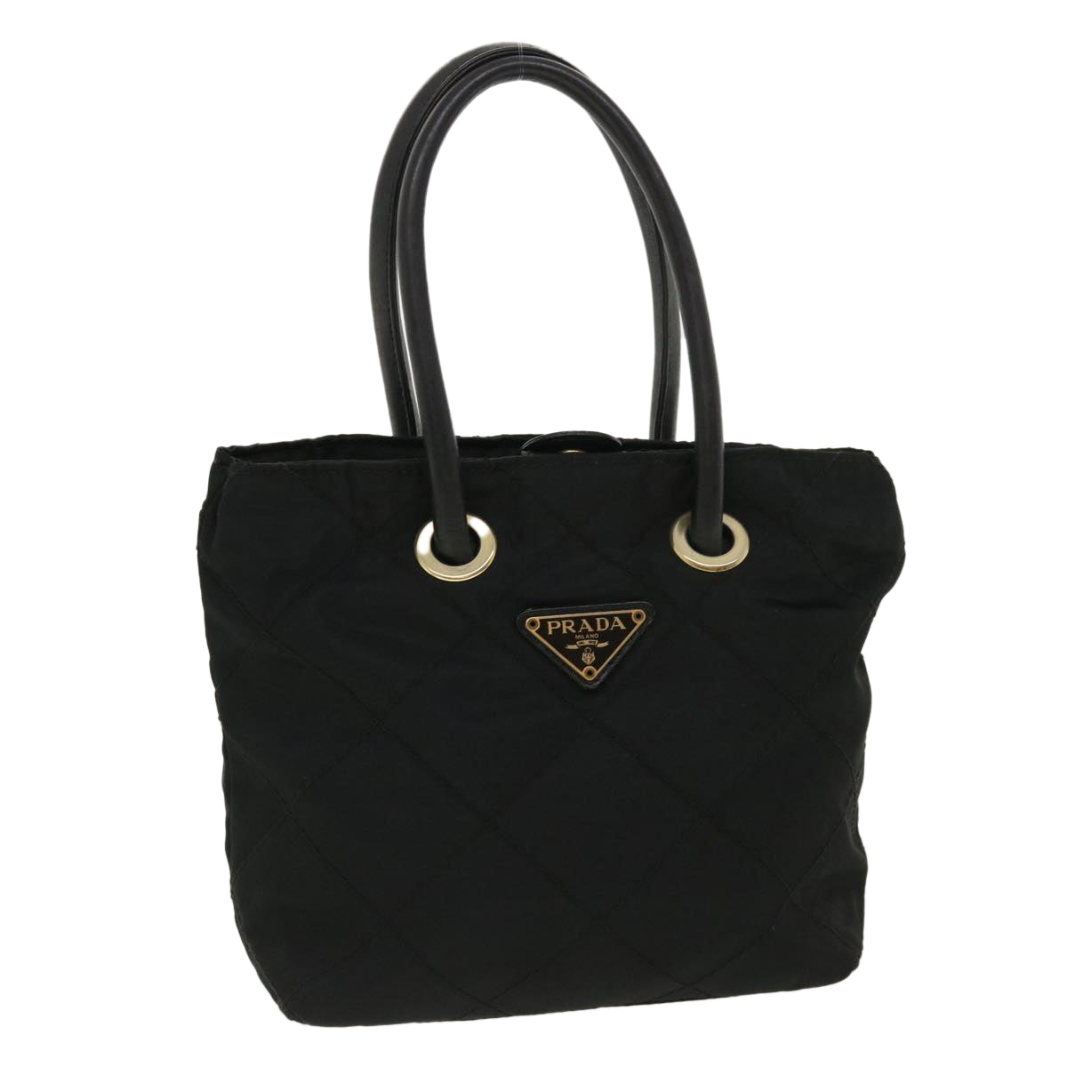 Prada Hand Bag Nylon Quilted Black Travel Bag