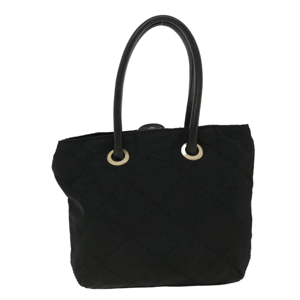 Prada Hand Bag Nylon Quilted Black Travel Bag