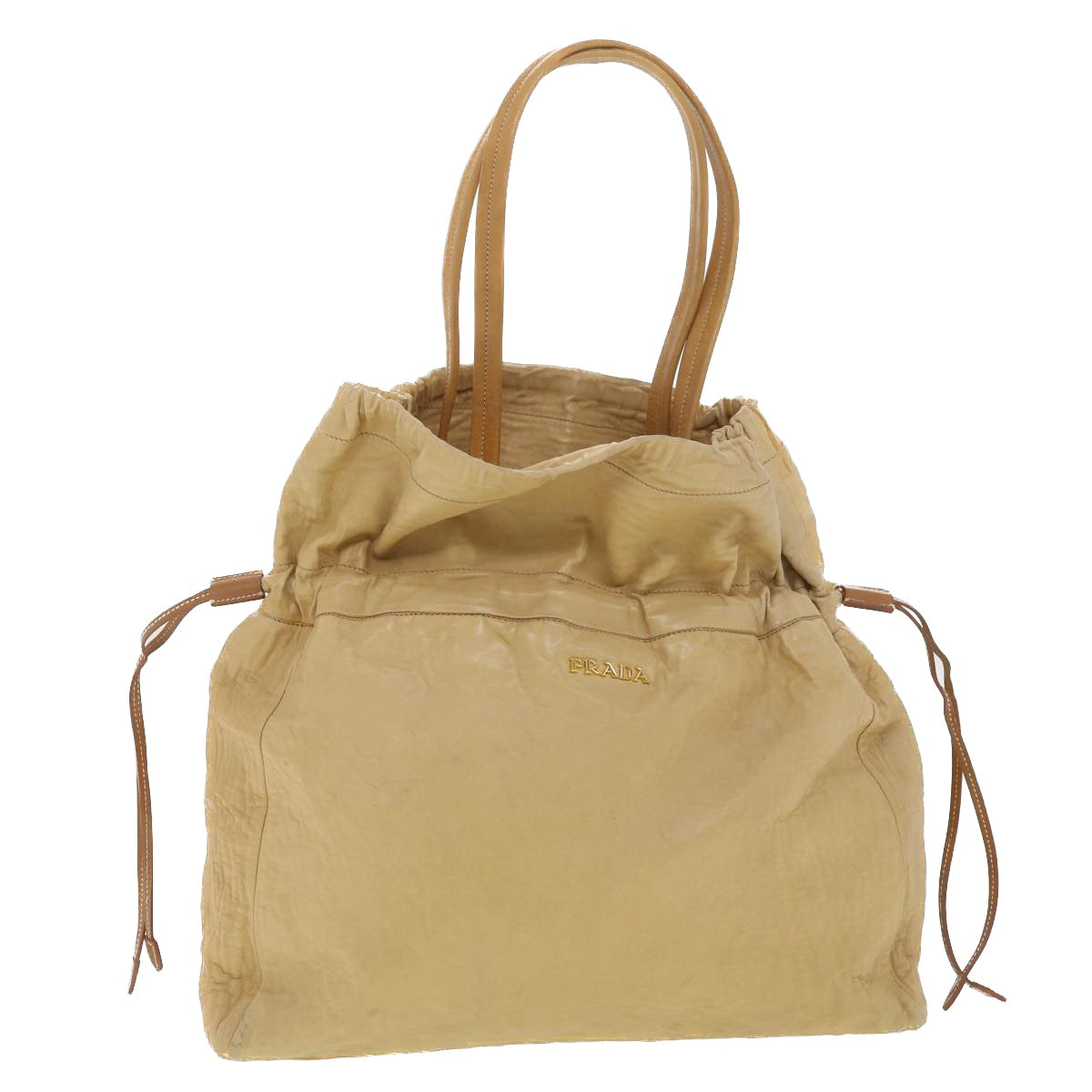 Prada Tote Bag Leather Beige Leather Beige Bs4283