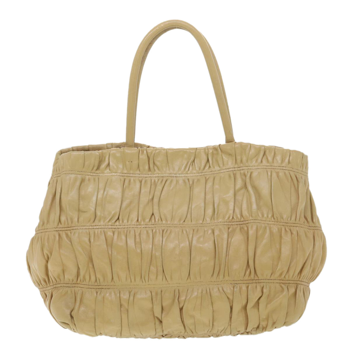Prada Hand Bag Leather Beige Travel Bag Leather Beige Bs4492