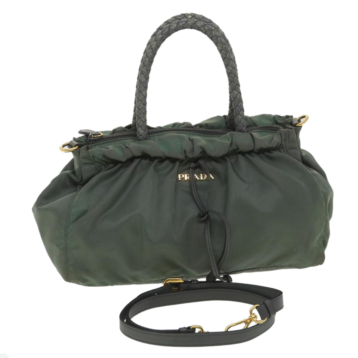 Prada Shoulder Bag 2Way Khaki Nylon