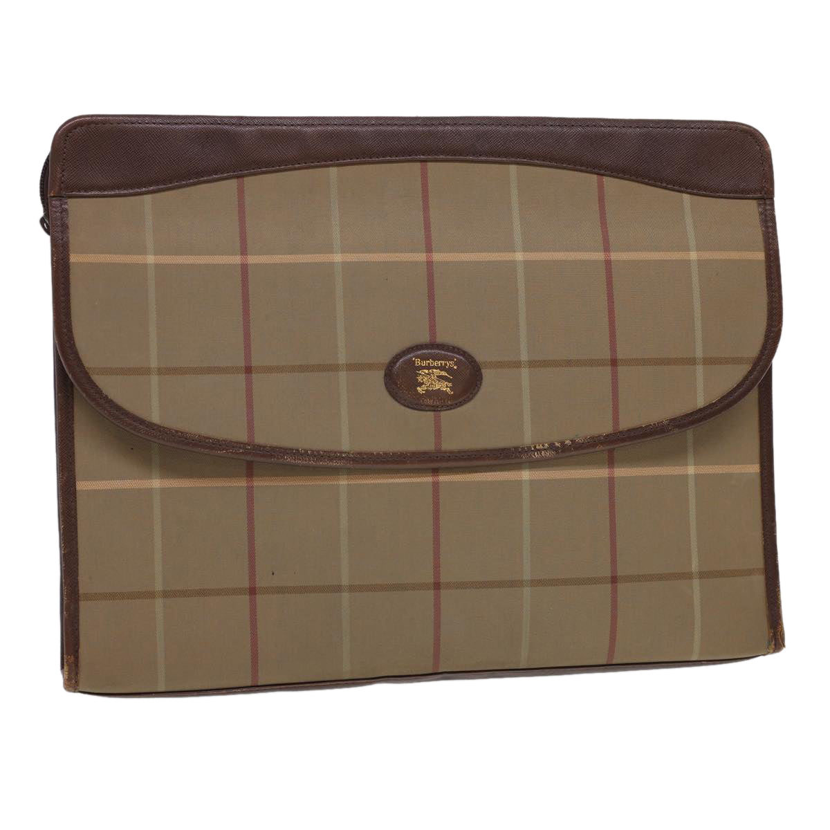 Burberry Luxury ss Nova Check Clutch Bag Auth Bs4852 Nylon Beige