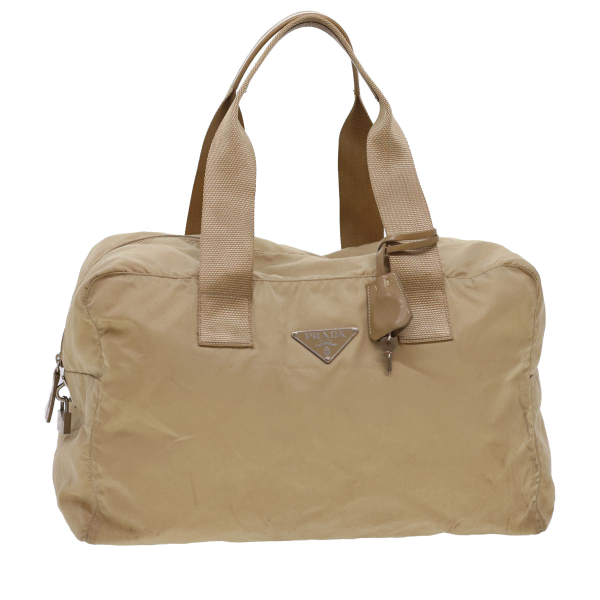 Prada Boston Bag Nylon Beige Travel Bag