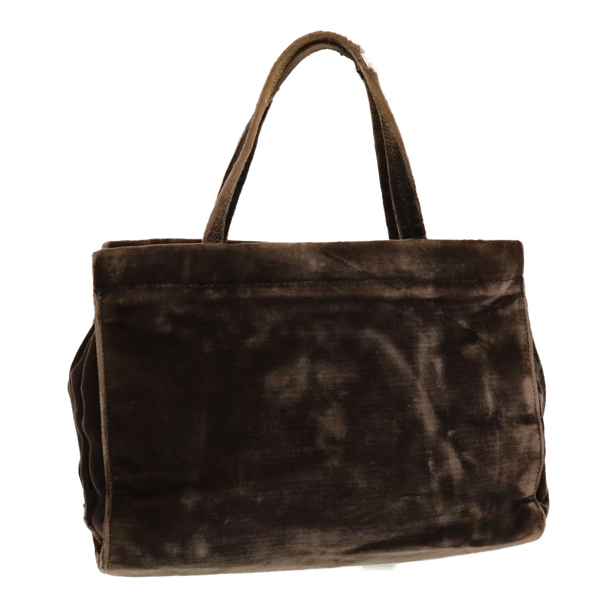 Prada Hand Bag Velor Brown Travel Bag