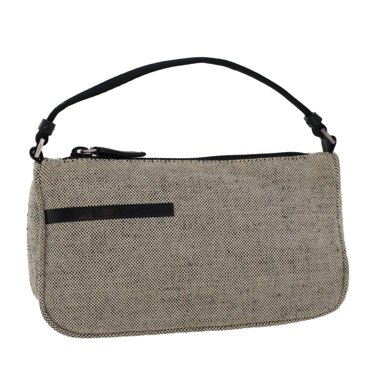Prada Accessory Pouch Luxury Handbag Canvas Gray Clutch Bag