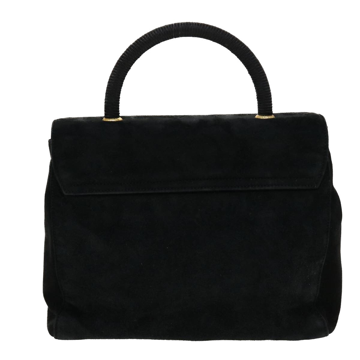Prada Hand Bag Suede Black Travel Bag