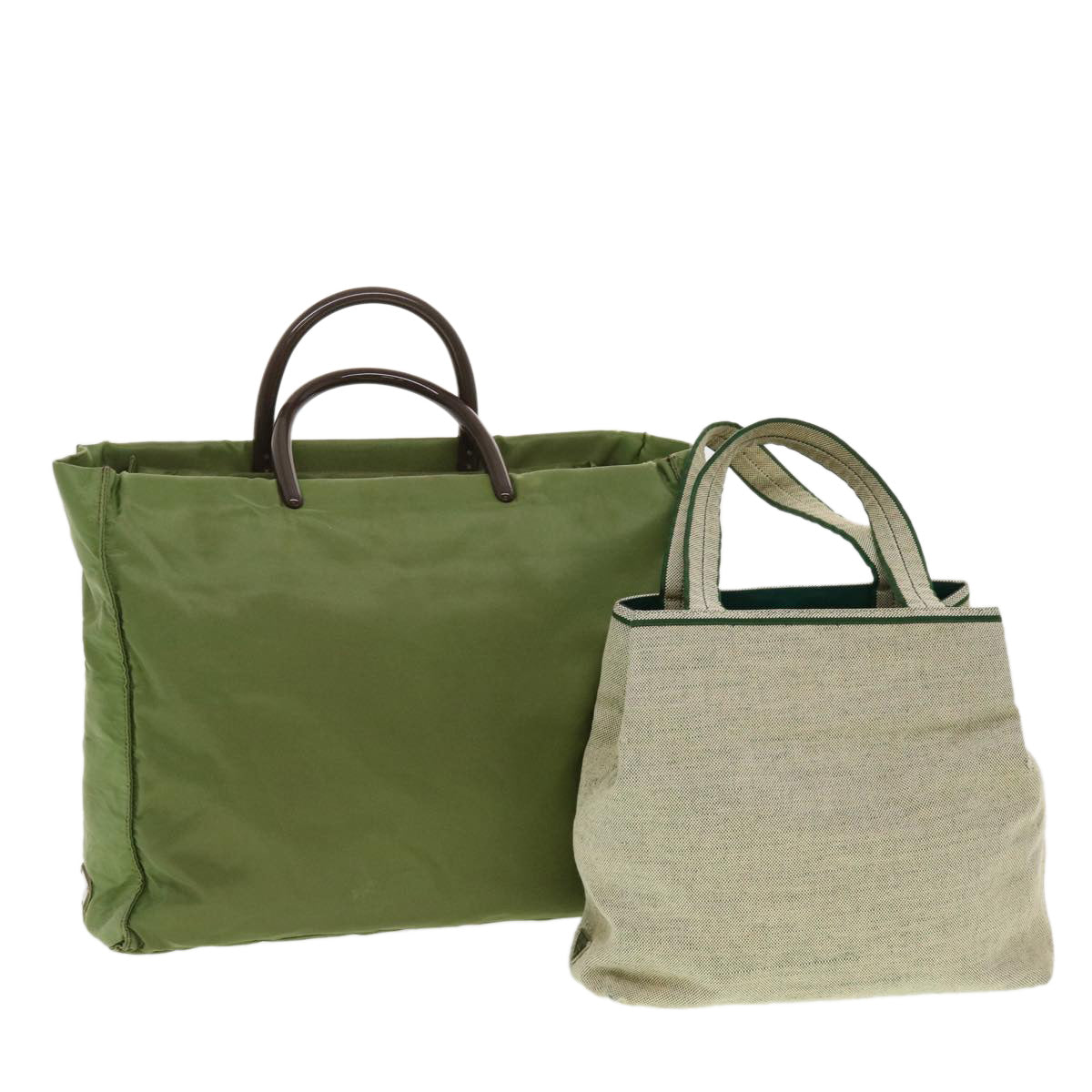 Prada Hand Bag 2Set Canvas Nylon Beige Travel Bag