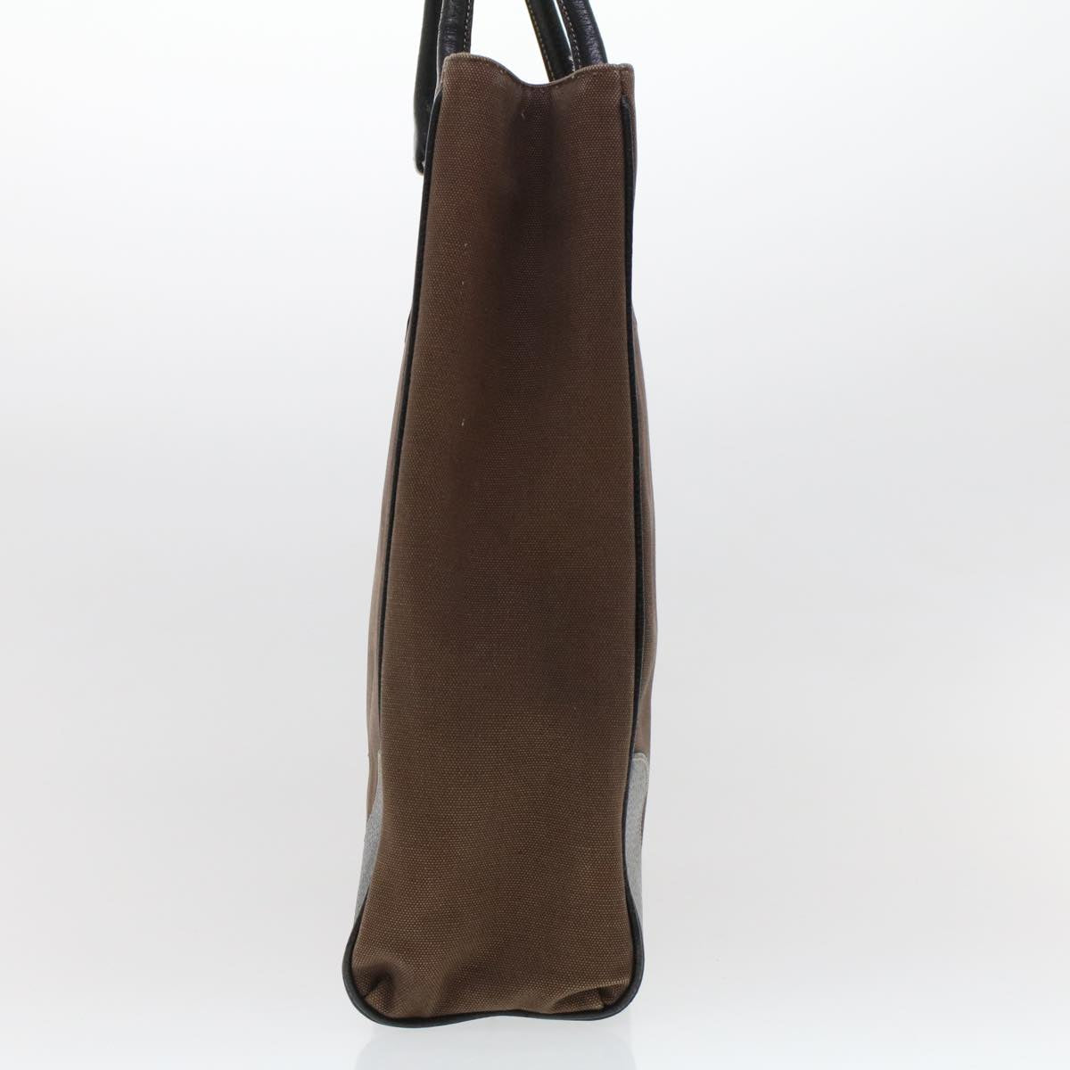 Prada Tote Bag Leather Canvas Brown