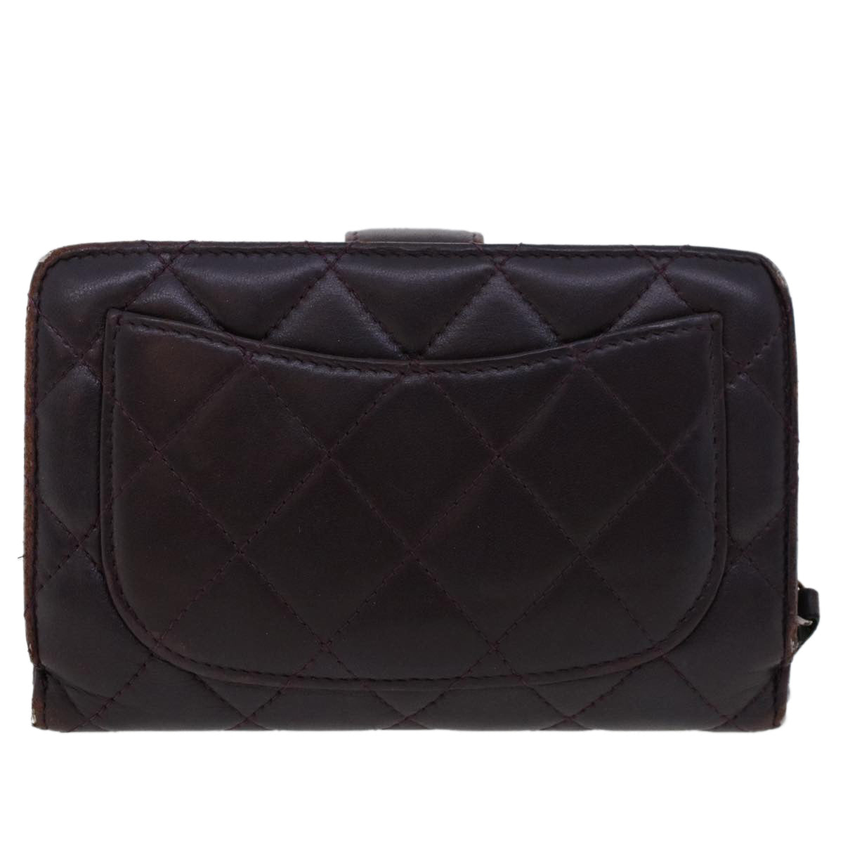 CHANEL Wallet Lamb Skin Purple CC Auth bs6011