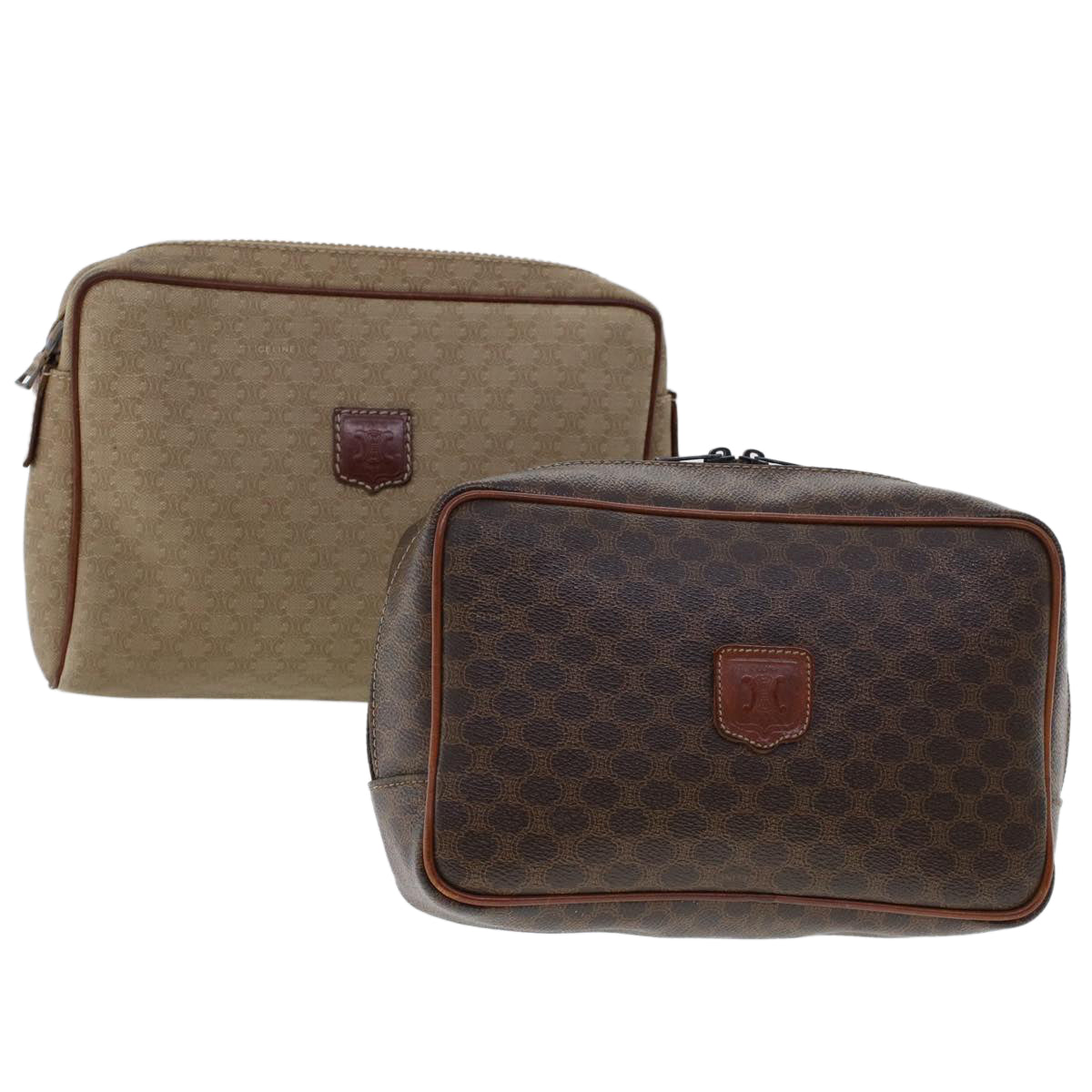 Luxury Macadam Clutch Bag Pvc Set Beige Leather Canvas