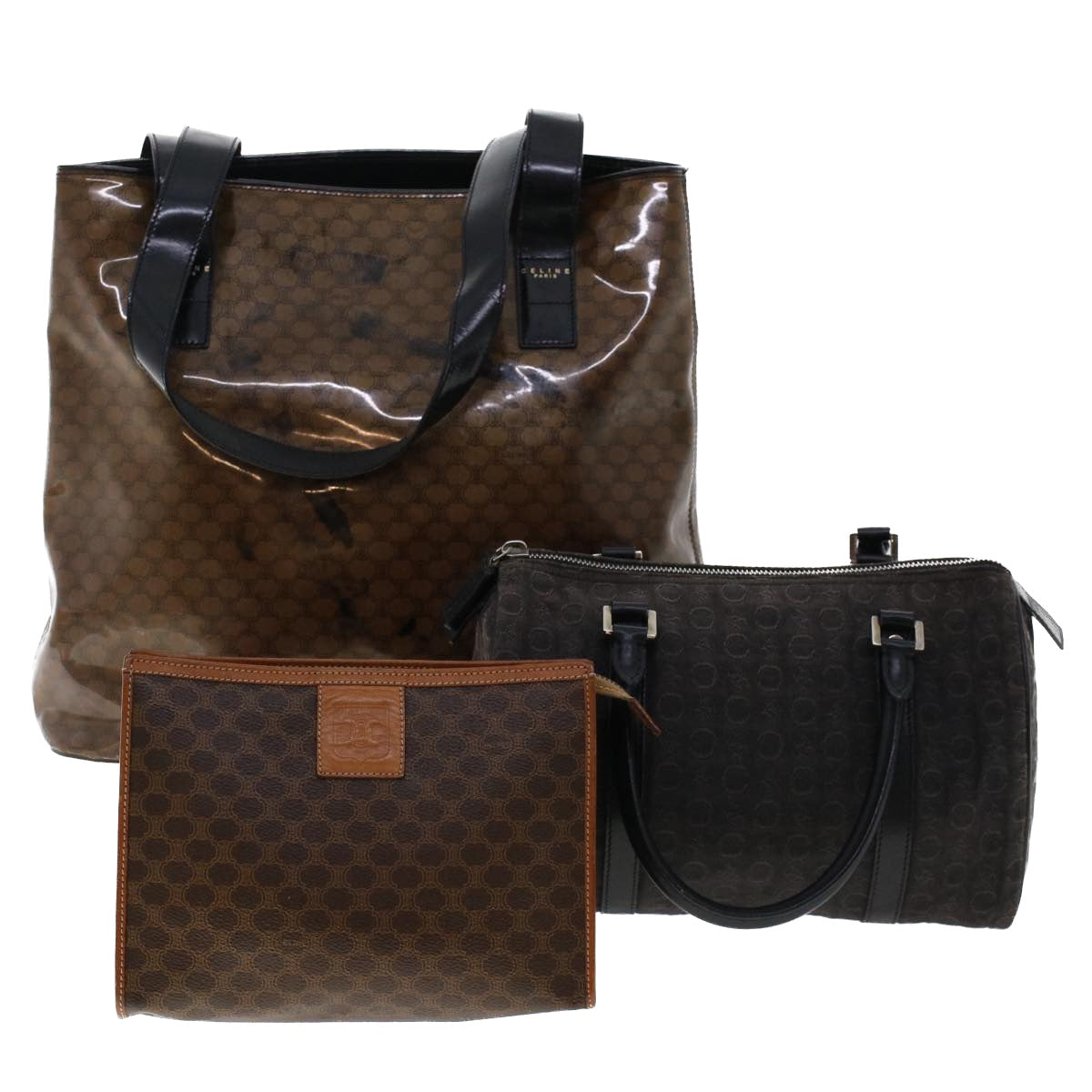 Luxury Macadam Pouch Shoulder Bag Enamel Set Canvas Black