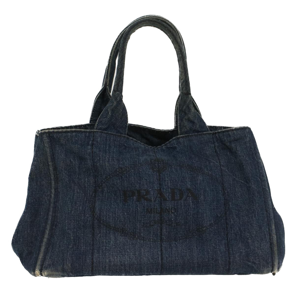 Prada Kanapa Mm Hand Bag Auth Canvas Blue Travel Bag