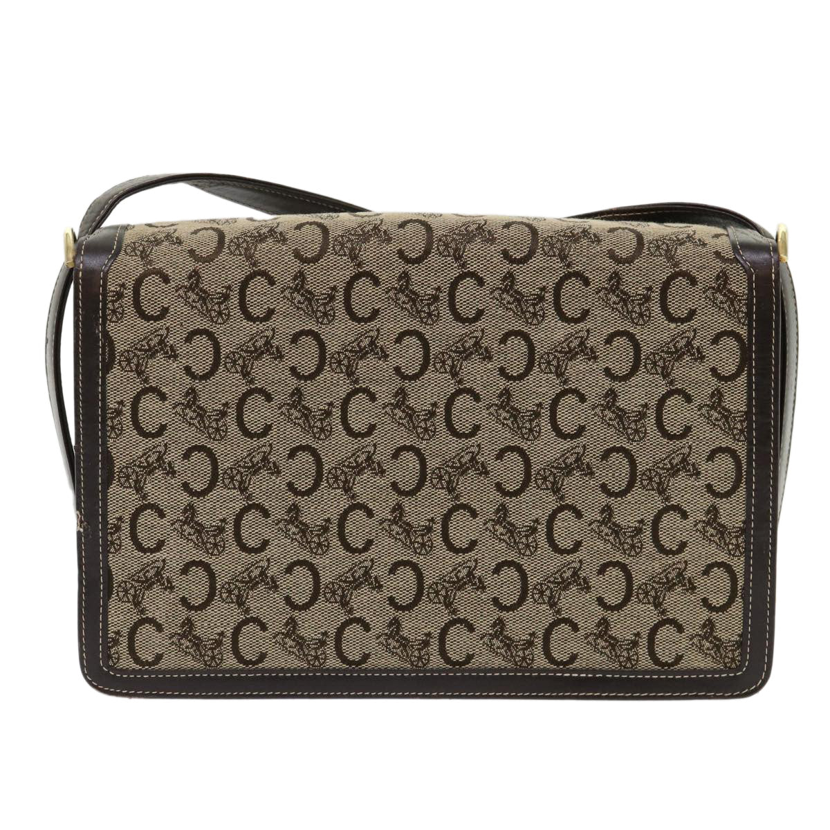 Luxury C Macadam Shoulder Bag Beige Dark Leather Canvas