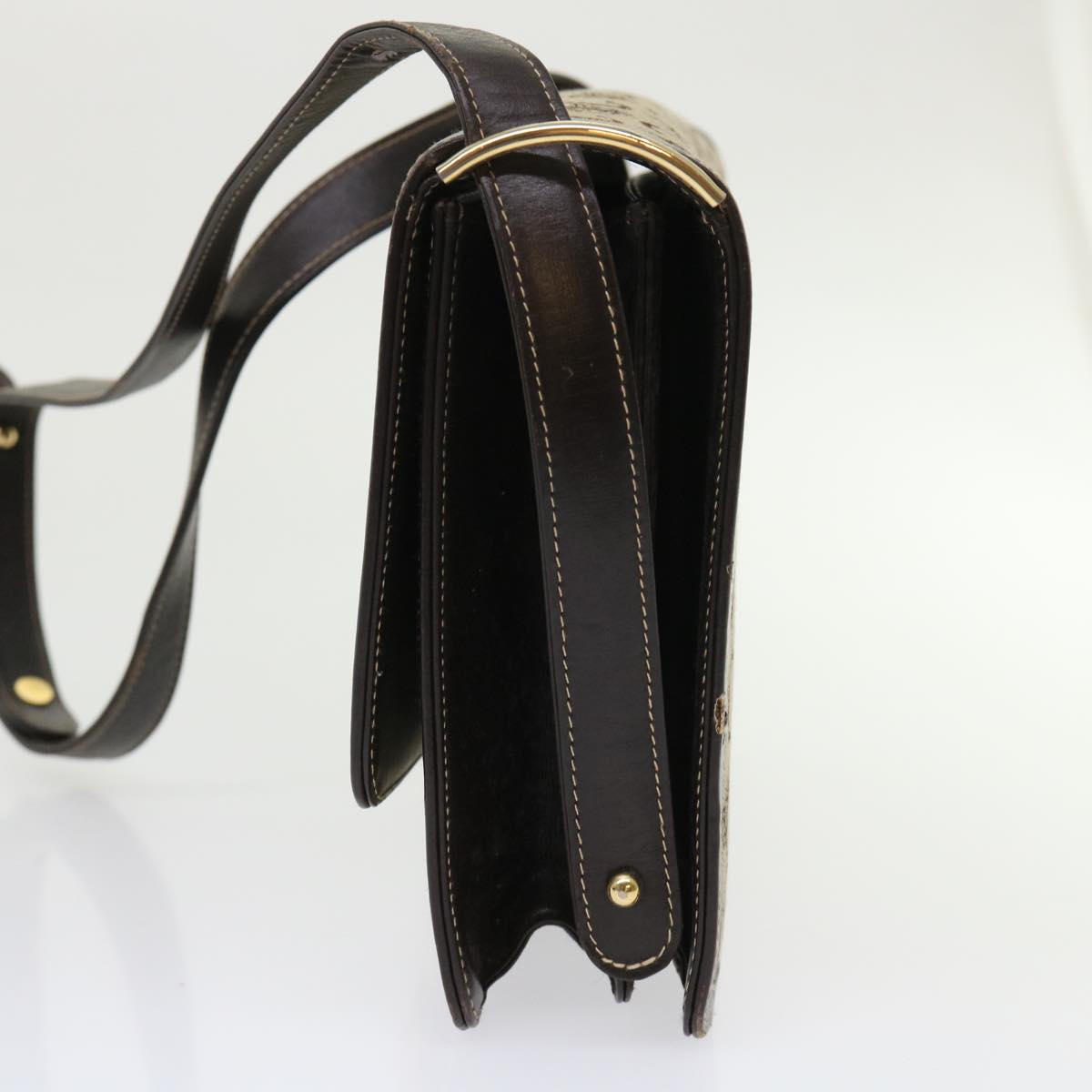 Luxury C Macadam Shoulder Bag Beige Dark Leather Canvas