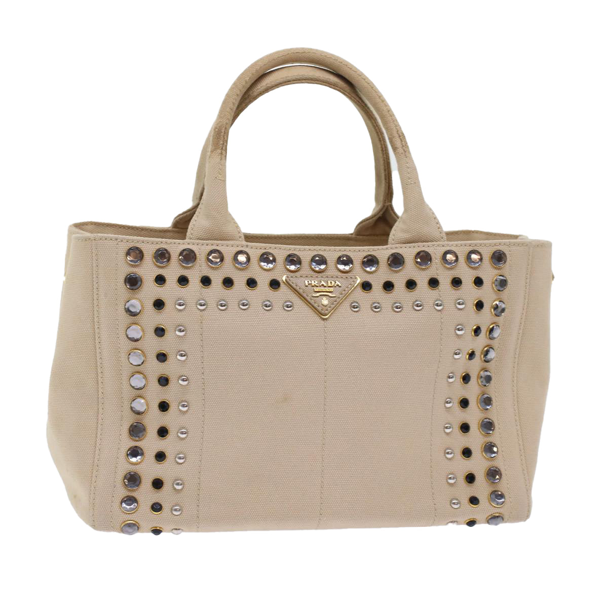 Prada Bijoux Kanapa Pm Hand Bag Auth Canvas Beige Travel Bag