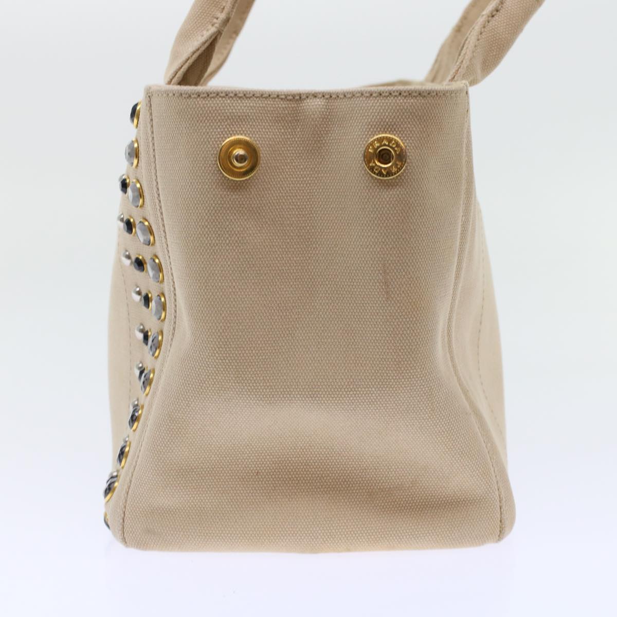 Prada Bijoux Kanapa Pm Hand Bag Auth Canvas Beige Travel Bag