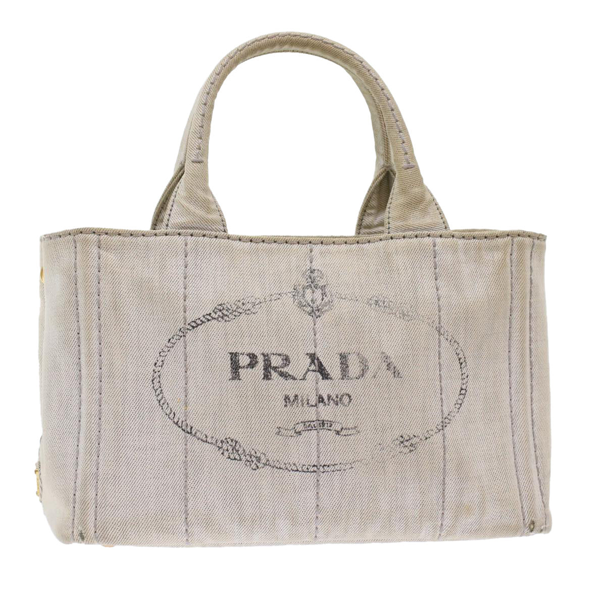 Prada Kanapa Pm Hand Bag Auth Canvas White Travel Bag