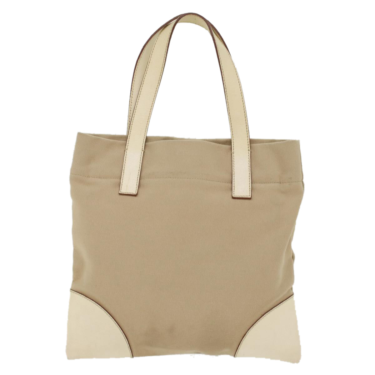 Prada Tote Bag Leather Canvas Beige Leather Beige Bs7092